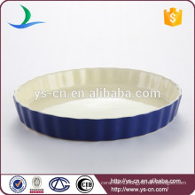 Good quality round dark blue round ceramic bakeware